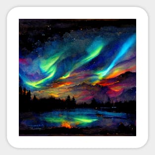 Aurora Borealis Watercolor Rainbow Sticker